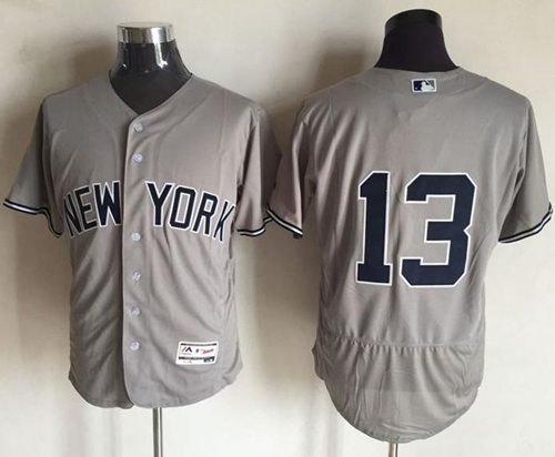 Yankees #13 Alex Rodriguez Grey Flexbase Authentic Collection Stitched MLB Jersey